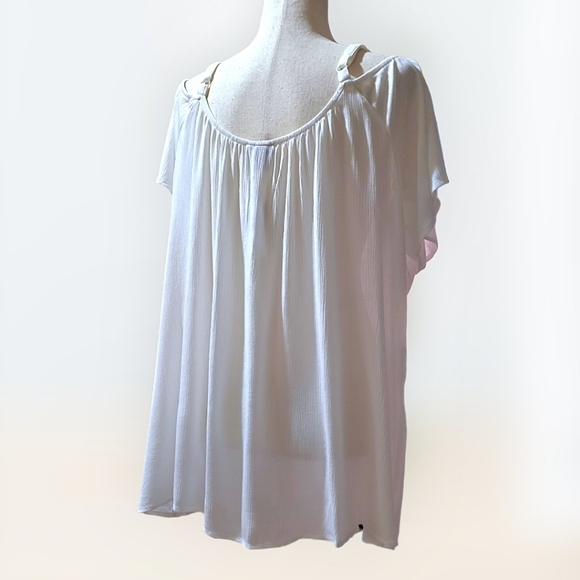 TORRID Boho Peasant Off-White Cold Shoulder Crochet Trimmed Blouse Top Shirt 2X - Picture 6 of 7